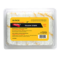 ALLPRO 4″ YELLOW STRIPE ACRYLIC ROLLER REFILL 10 PACK