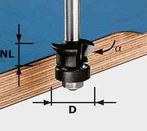 Chamfer-Edge Trimming Cutter With Ball Bearing Guide