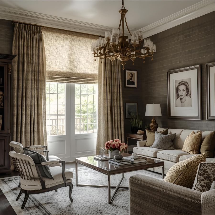 long elegant shades in room