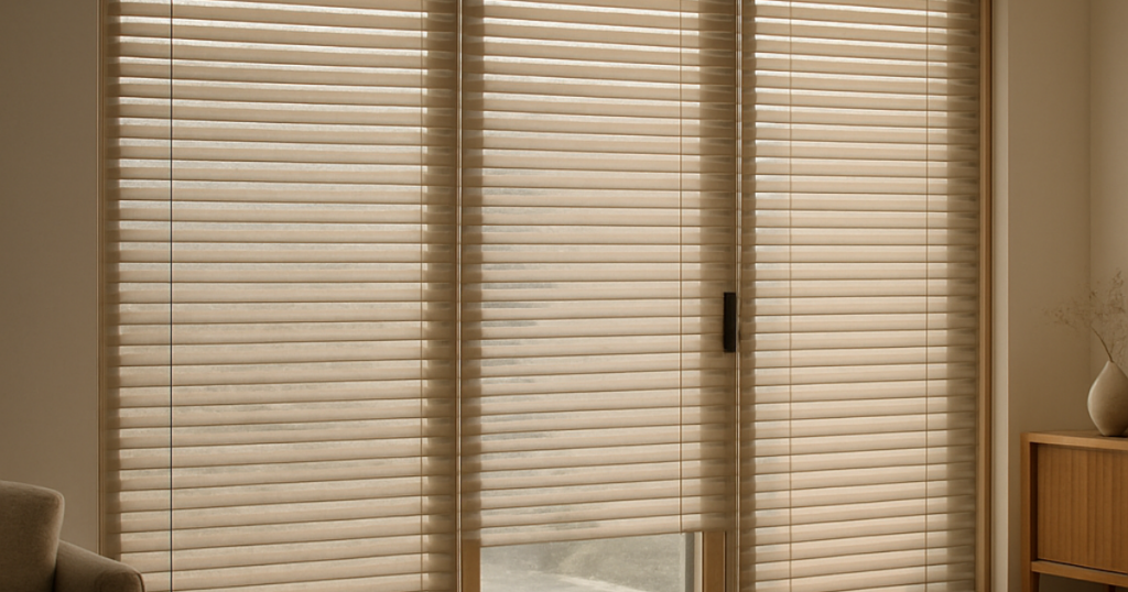 large windows door blinds