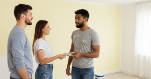 couple giving painter a tip