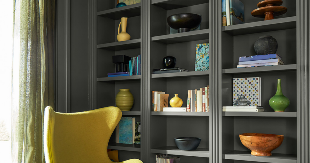 black painted bookcase