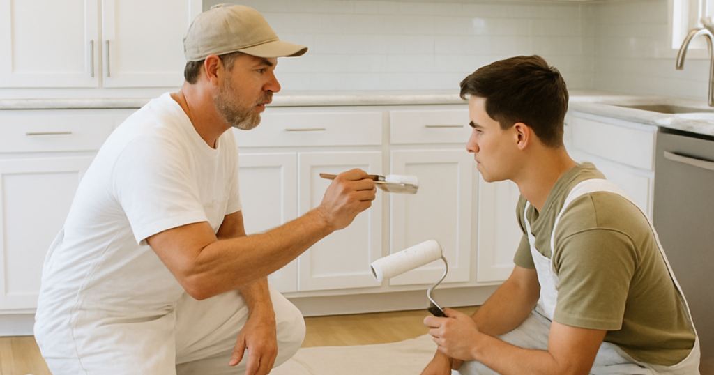 painter teaching apprentice