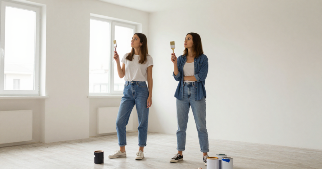two women wondering how long to paint their home