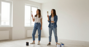 two women wondering how long to paint their home