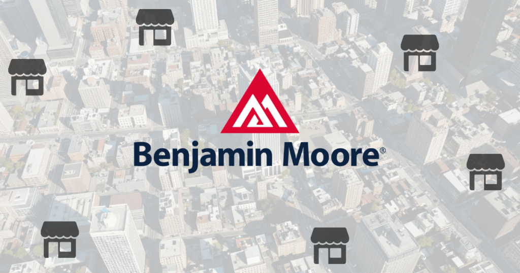 benjamin moore logo with city background