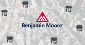 benjamin moore logo with city background