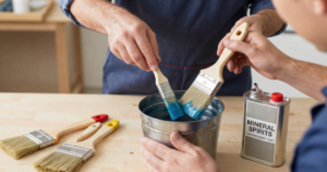 paint brush cleaning with mineral spirits