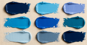 shades of blue paint blotches