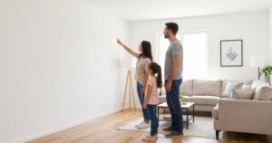 family in newly painted room that feels open