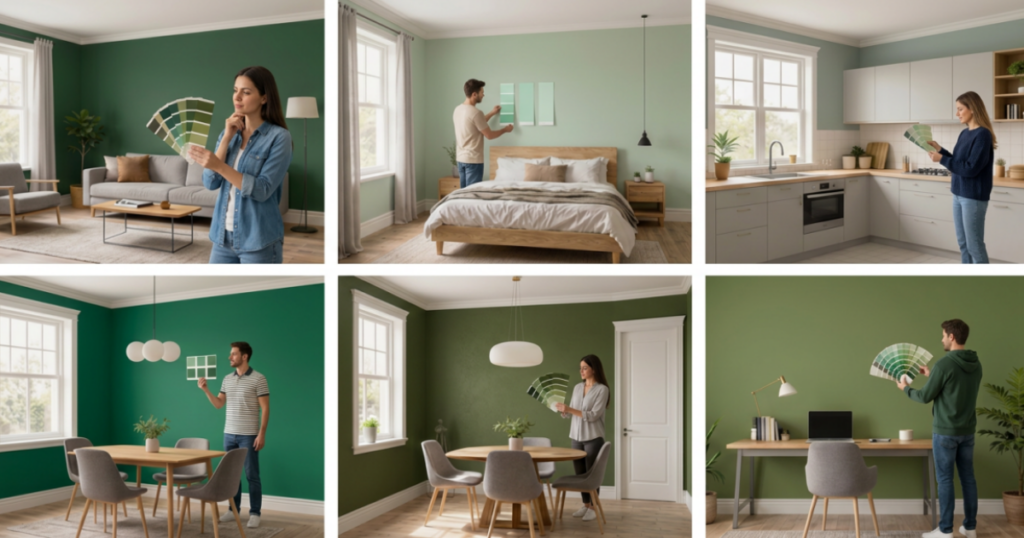 people coordinating green colors