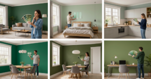 people coordinating green colors