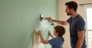 removing wallpaper from wall with steamer