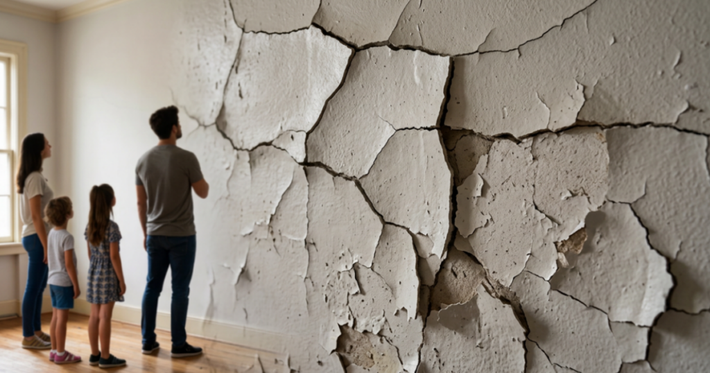 wall paint cracking closeup