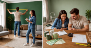 couple calculating paint gallons needed