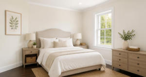 benjamin moore white painted bedroom